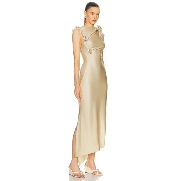 Coperni Gold Asymmetrical Gown with Slit - Picture 4 of 16
